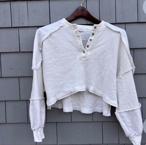 Urban Outfitters Creme Textured Button-Up Top
